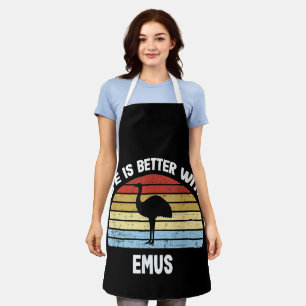 Emu with German Text Das Leben ist besser  Apron