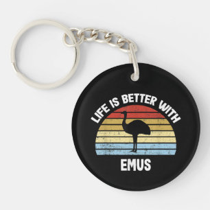 Emu with German Text Das Leben ist besser  Keychain