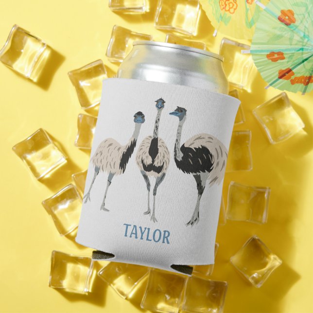 Emus Bird Lovers Personalized Can Cooler (In Situ Summer)