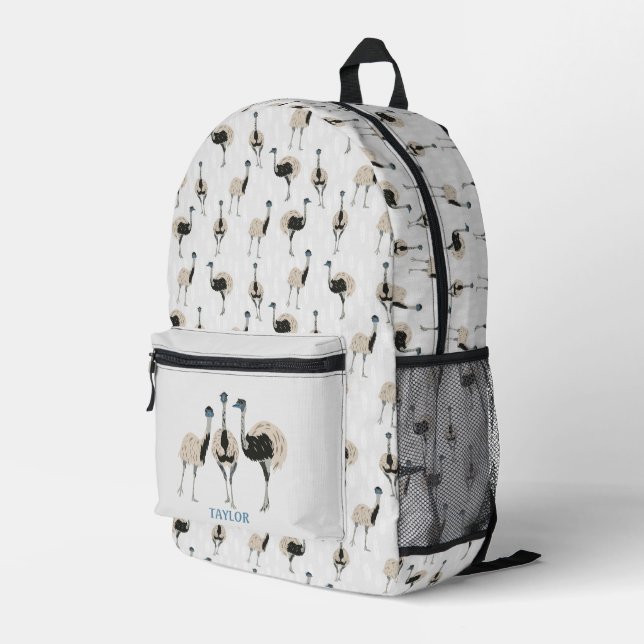 Emus Bird Lovers Personalized Printed Backpack (Back Corner Right)
