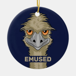 Emused Funny Emu Pun Ceramic Ornament