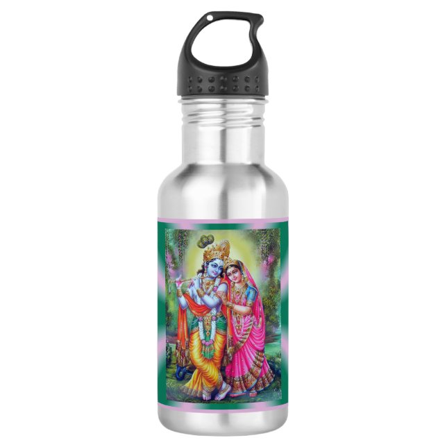 En Acier Inoxydable Bouteille d'eau de Radha et de Krishna (Devant)