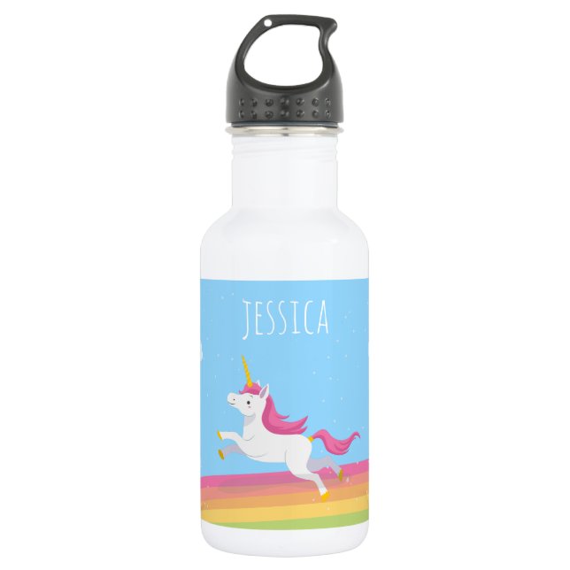 En Acier Inoxydable Bouteille d'eau nommée personnalisée d'arc-en-ciel (Devant)