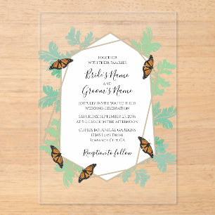 En Acrylique Elégant Monarque Papillon Mariage Invitations