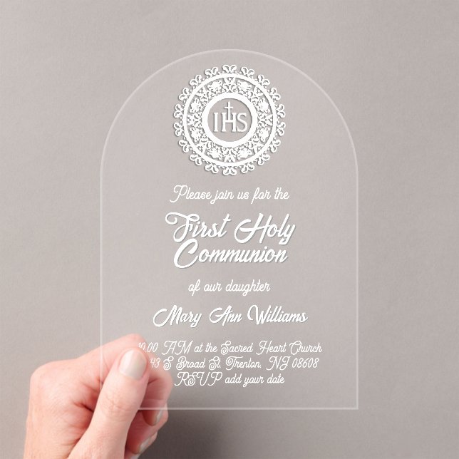 En Acrylique First Holy Communion Acrylic Invitations (In situ (ordinateur de poche))