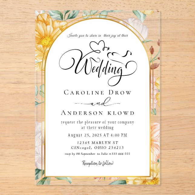 En Acrylique Floral Wedding Acrylic Invitations (Recto)
