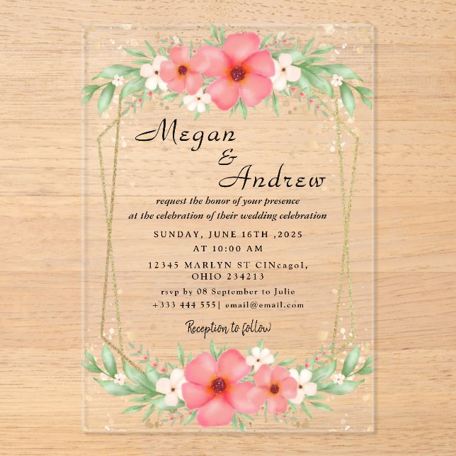 En Acrylique Invitations acryliques mariages (Recto)