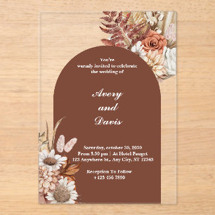 En Acrylique Invitations de mariage à base d'acrylique fleurie 