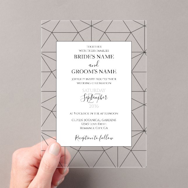 En Acrylique Invitations de mariage Motif géométrique élégantes (In situ (ordinateur de poche))