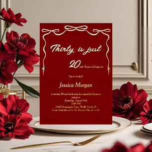 En Aluminium 30e anniversaire Invitation Red & Gold Editable Pa