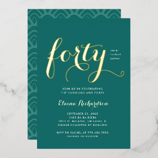 En Aluminium 40Anniversaire Fête Invitation Glamour