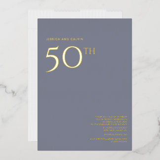 En Aluminium 50e anniversaire du Mariage Invitation Dusty Blue