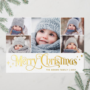 En Aluminium 5 PHOTO Étincelle Carte de vœux de Noël Papier dor