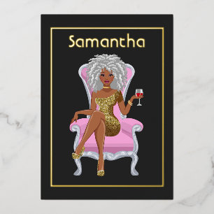 En Aluminium Afro Anniversaire Foil Invitation