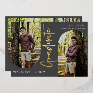 En Aluminium Arche scénarisée Photo Graduation Foil Invitation