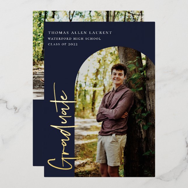 En Aluminium Arche scénarisée Photo Graduation Foil Invitation (Recto/Verso)