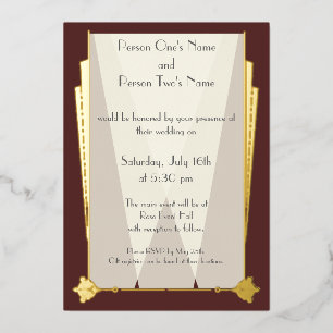 En Aluminium Art Déco Swanky dans Red Foil Invitation