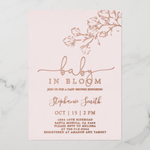 En Aluminium Baby In Bloom Baby shower Girl Foil Invitation