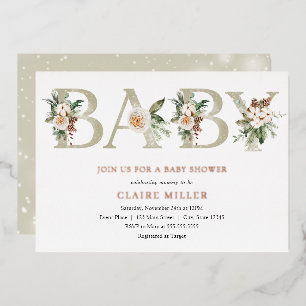 En Aluminium Baby shower d'hiver Véritable Foil Invitation