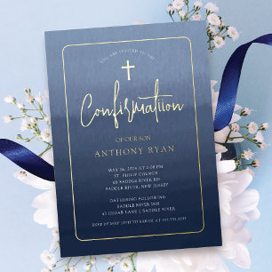 En Aluminium Blessures Bleues Confirmation Invitation