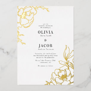 En Aluminium Blossoms Floral Mariage Design Invitation