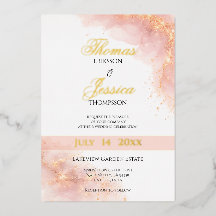 Blush Gold Foil Wedding Invitation Elegant