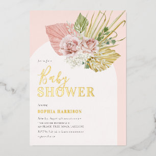 En Aluminium Boho Rose or Floral Arch Real Foil Invitation