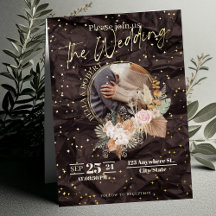 Boho Style avec Gold Star Mariage Foil Invitation