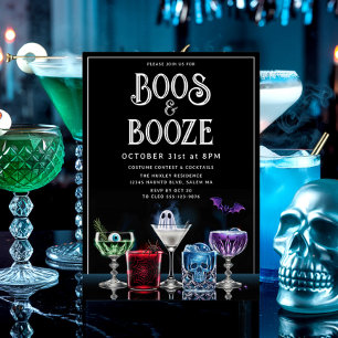 En Aluminium Boos & Booze Fancy Cocktail Custom Foil Invitation