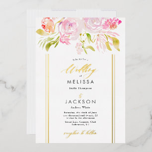 En Aluminium Bouquet de roses à l'aquarelle Invitation de maria