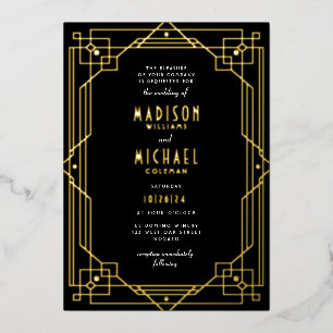 En Aluminium Cadre Art Déco Élégant Mariage INVITATION Véritabl