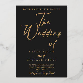 En Aluminium Calligraphie Gold Elegant | Invitation Black Matte