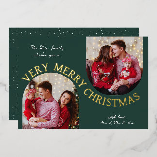 En Aluminium Carte de vœux de Noël verte avec photo et feuille