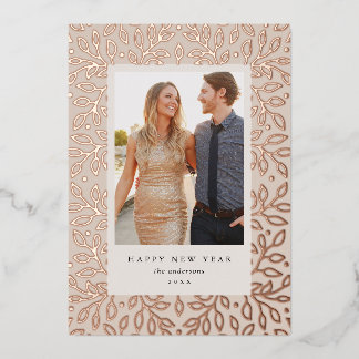 En Aluminium Carte de vœux photo Floral Foil Bonne Année