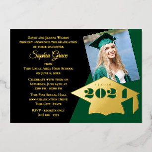 En Aluminium Classe de 2023 Graduation Cap Foil Invitation
