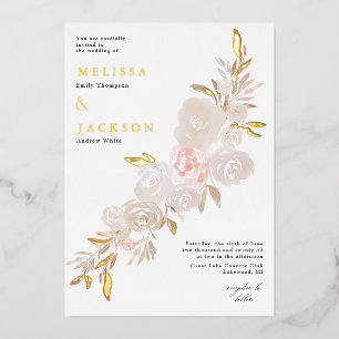 En Aluminium Couronne de rose à la crème aquarelle Invitation e