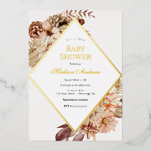 En Aluminium Elégant Baby shower d'automne Foil Invitation