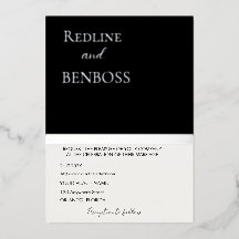 Elegant Black and white Wedding Invitation Silver