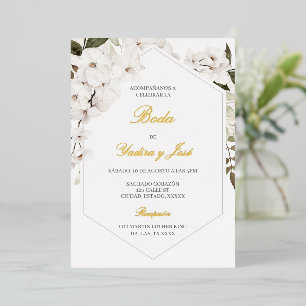 En Aluminium Elégant boho floral mariage espagnol Invitation