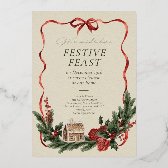 En Aluminium Elegant Christmas Invitation Card (Recto)