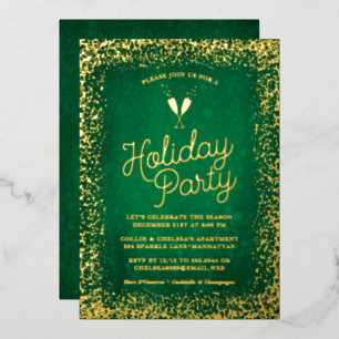 En Aluminium Elégant Green & Gold Fête Foil Invitation