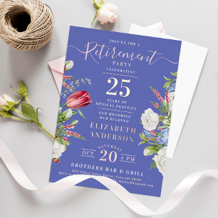 En Aluminium Élégant Lavande Retraite Floral Foil Invitation