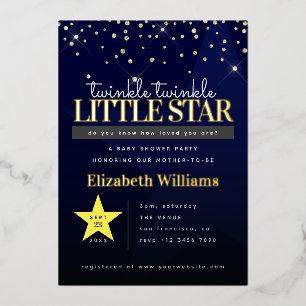 En Aluminium Elégant Twinkle Little Star Baby shower Invitation