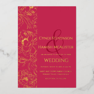 En Aluminium Elégant Viva Magenta Mariage Gold Foil Invitation