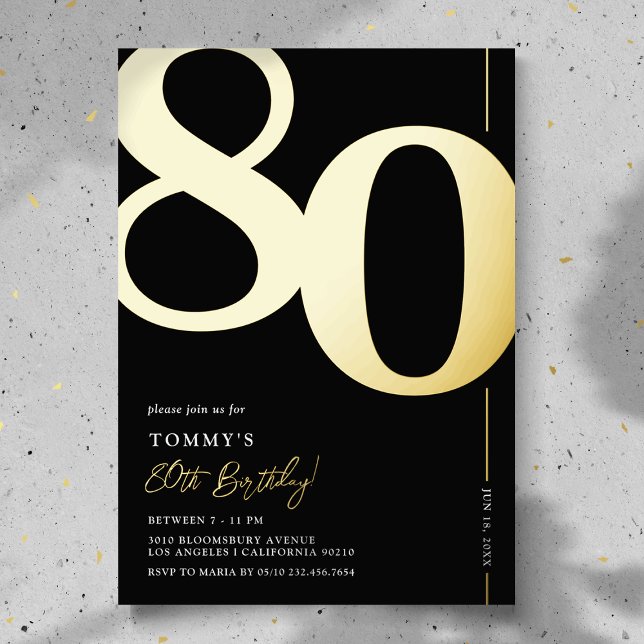 En Aluminium Elégante 80e anniversaire Foil Invitation (Créateur téléchargé)