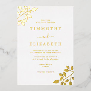 En Aluminium Elégante feuille d'or Mariage Foil Invitation