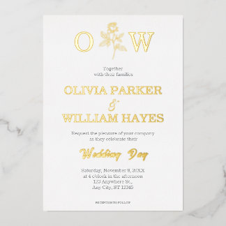 En Aluminium Élégante invitation de mariage à feuille d'or