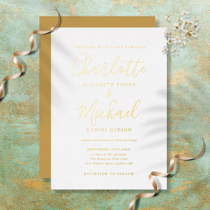En Aluminium Élégante invitation de mariage à l'encre dorée