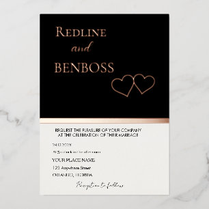 En Aluminium Élégante invitation de mariage noir et blanc Rose