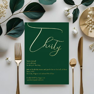 En Aluminium Emerald Green & Gold Foil 30th Birthday Invitation